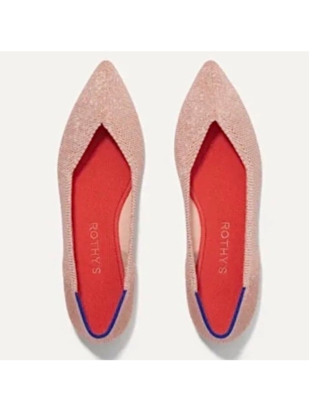 RARE! Rothy's Pointed Ballet Flat in Pink Metallic Rose size 9.5